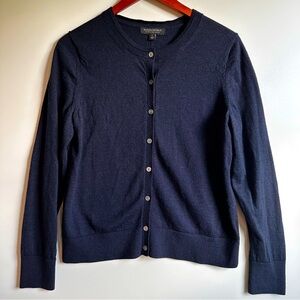 Banana Republic Navy Blue Womens Cardigan 100% Merino Large Classic Minimalist